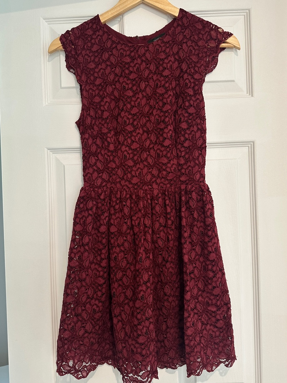 Talula Burgundy Lace Fit-and-Flare Dress